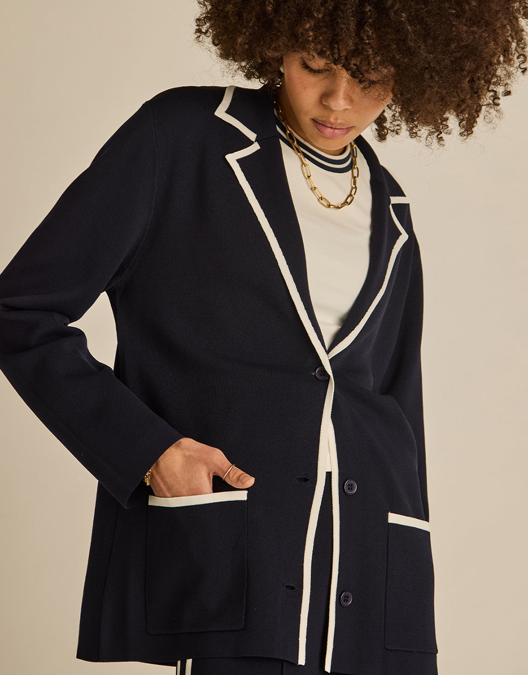Monte Carlo Alix Knit Blazer - Navy by The Upside