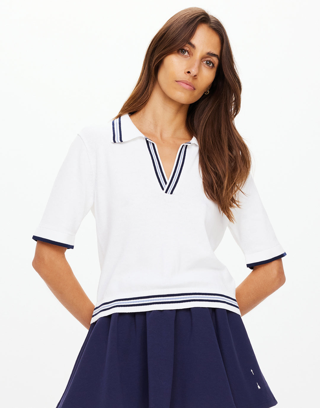 Archie Collared Knit Polo - White by The Upside