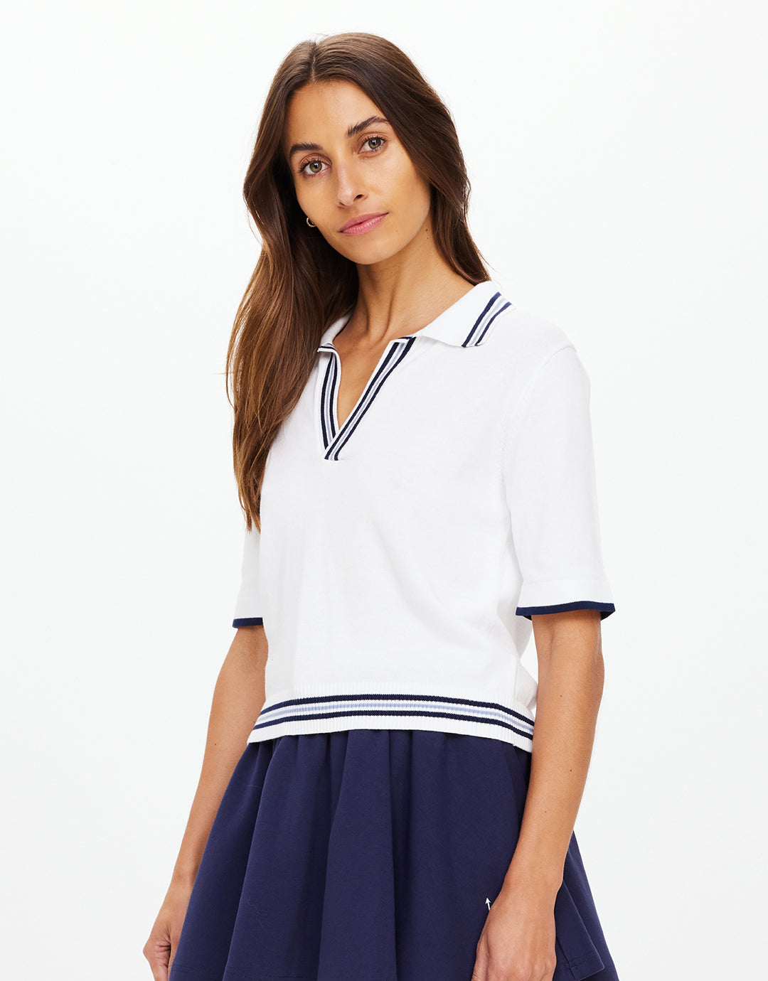 Archie Collared Knit Polo - White by The Upside - view 3