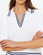 Archie Collared Knit Polo - White by The Upside - view 5