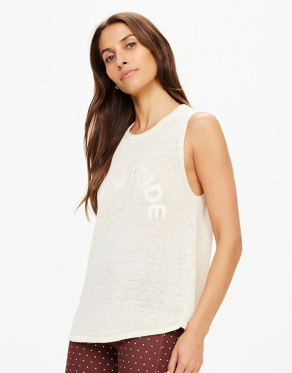 Knitted Logo Tara Tank Top - Natural
