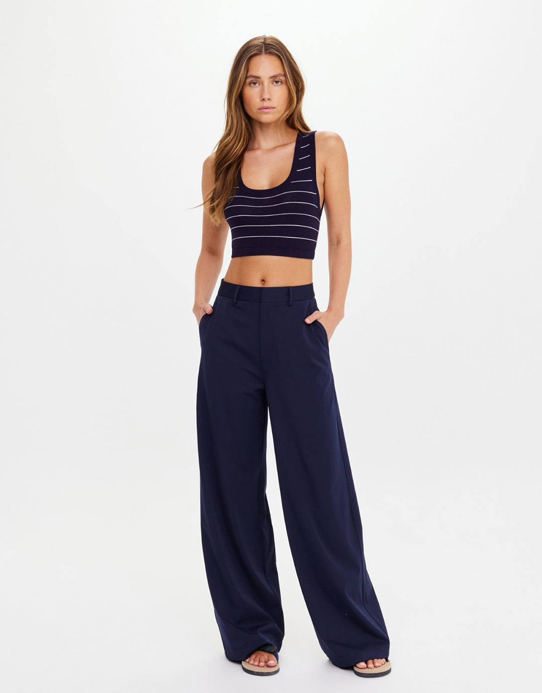 Mira Wide Leg Pants - Navy