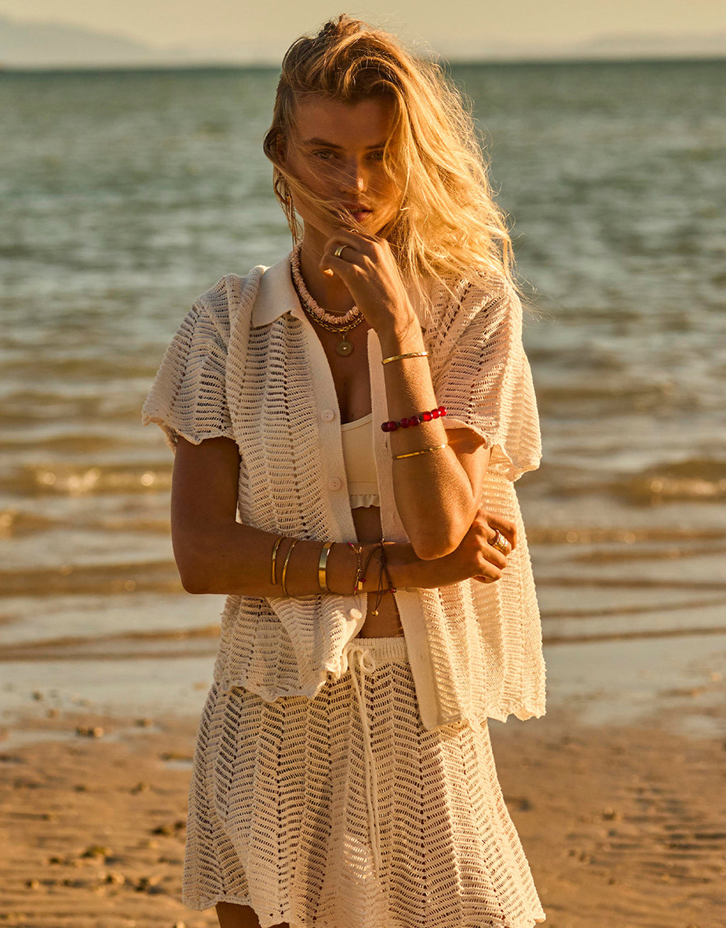 Agni Amayah Knit Shirt - Creme