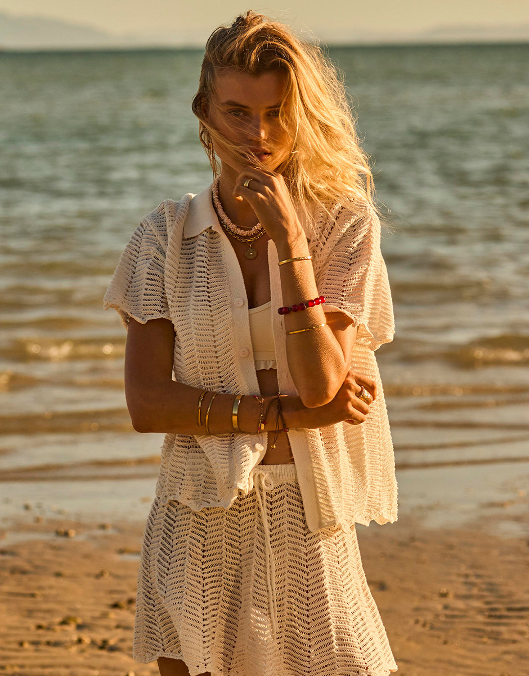 Agni Amayah Knit Shirt - Creme