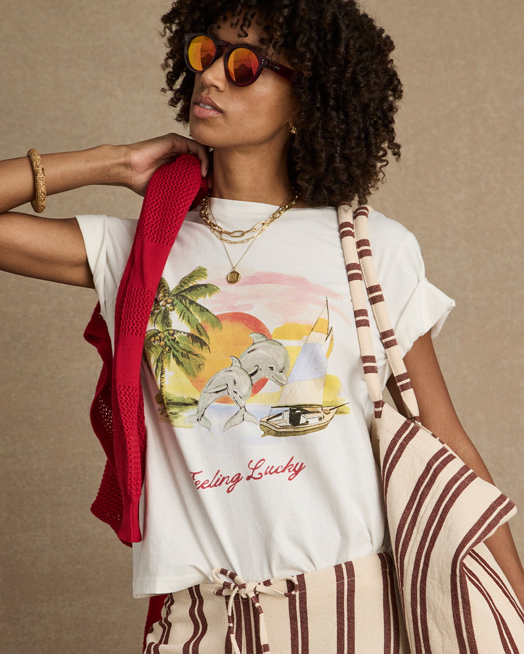 Feeling Lucky Jodhi T-Shirt - Creme by The Upside - view 2