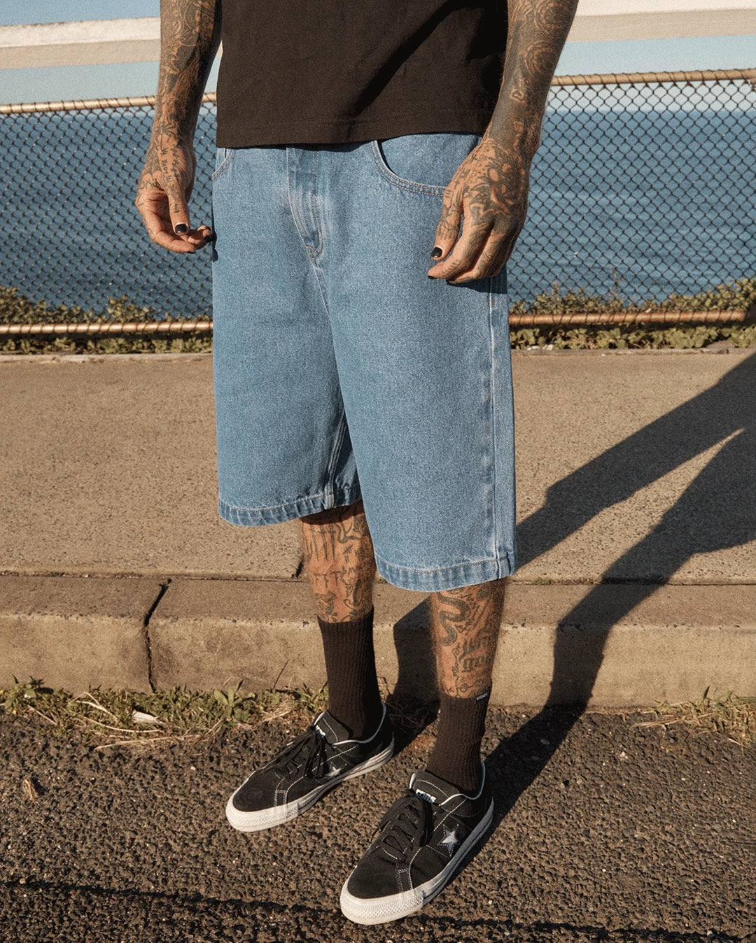 Lil C 22" Baggy Denim Shorts - Worn Blue