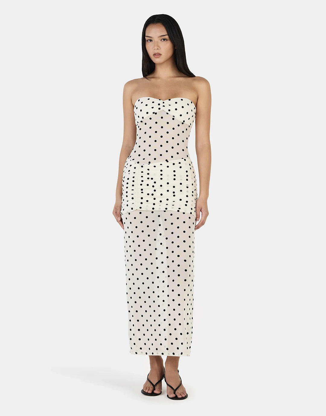 Vanessa Maxi Dress - Cream Polka