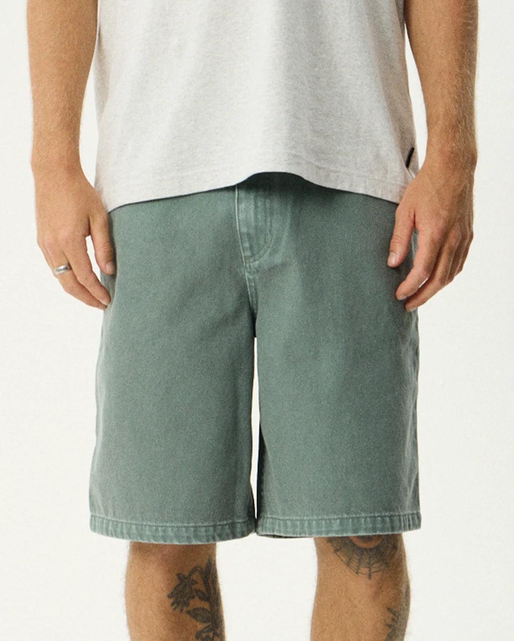 Lil C Denim Baggy Fit Short 22 Inch - Washed Sycamore by Afends - view 7