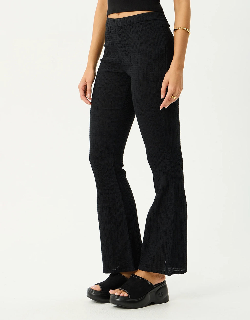 Focus Seersucker Flare Pant - Black