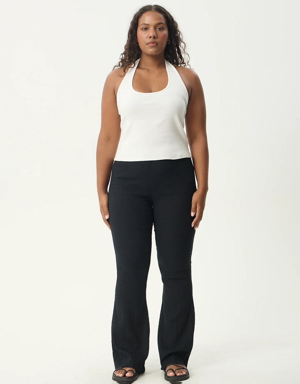 Focus Seersucker Flare Pant - Black