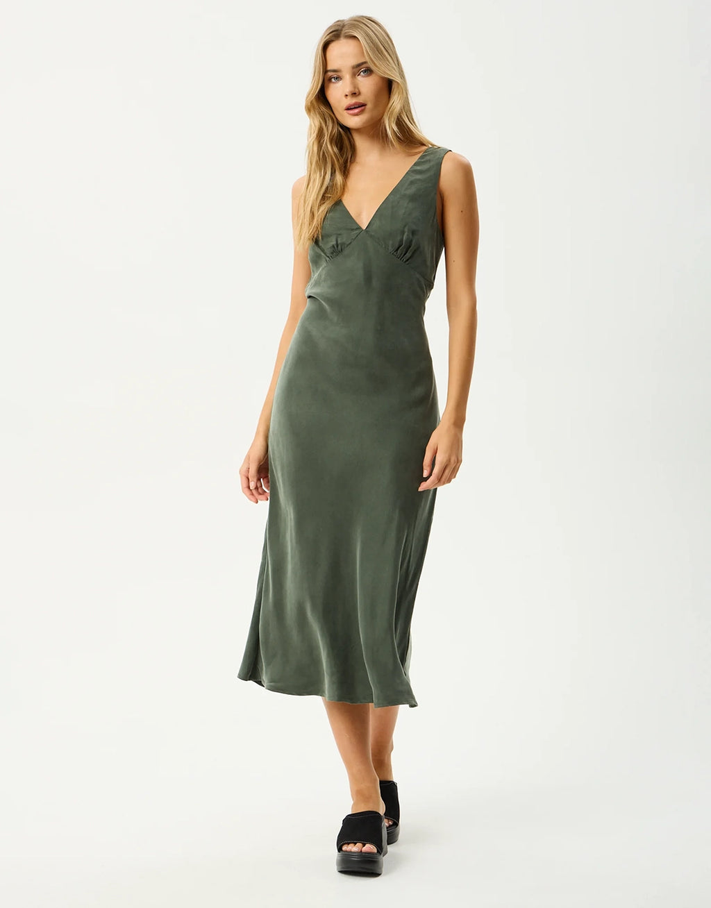 Gia Cupro Maxi Dress - Deep Green