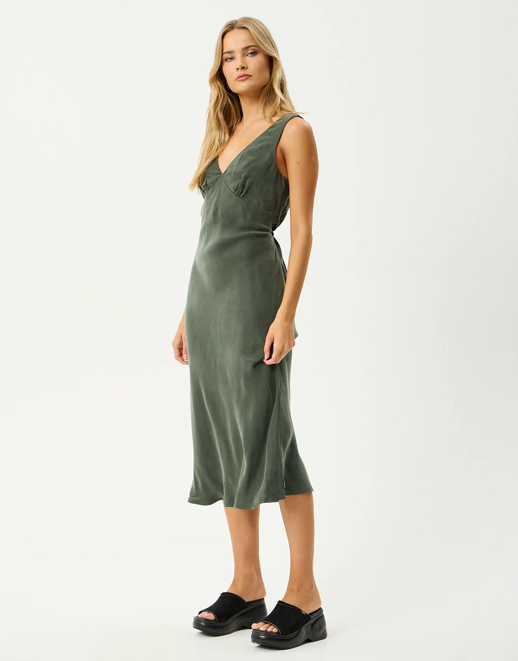 Gia Cupro Maxi Dress - Deep Green