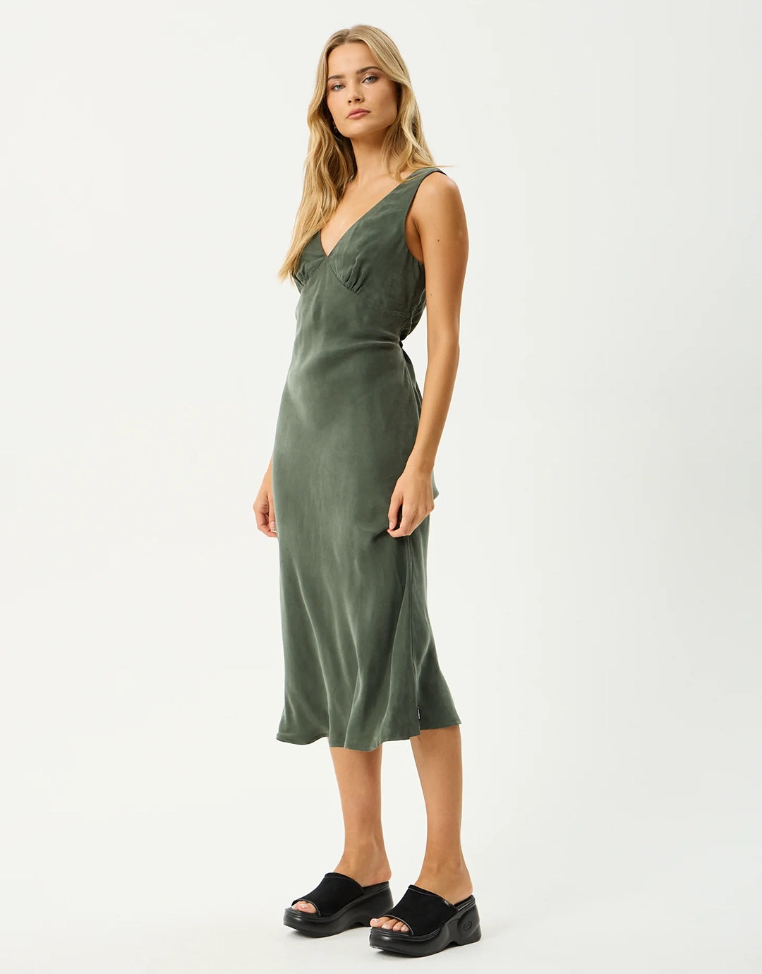 Gia Cupro Maxi Dress - Deep Green