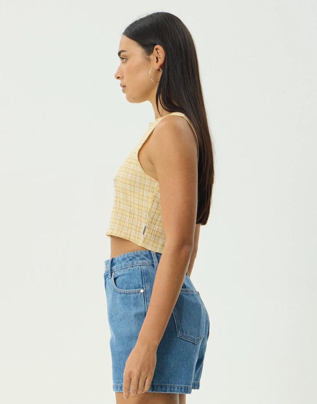 Sunday Seersucker Sleeveless Top - Lemon Check