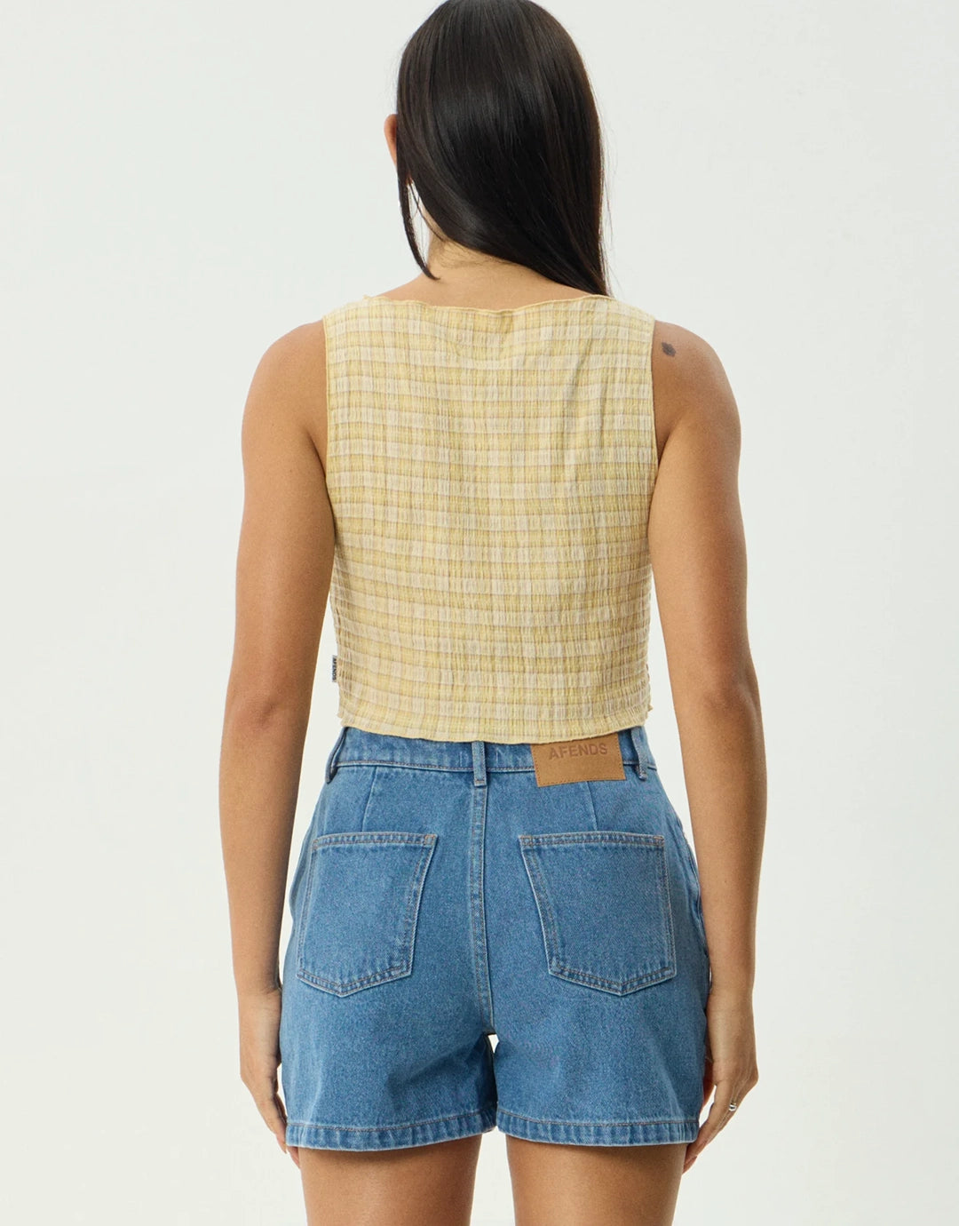 Sunday Seersucker Sleeveless Top - Lemon Check