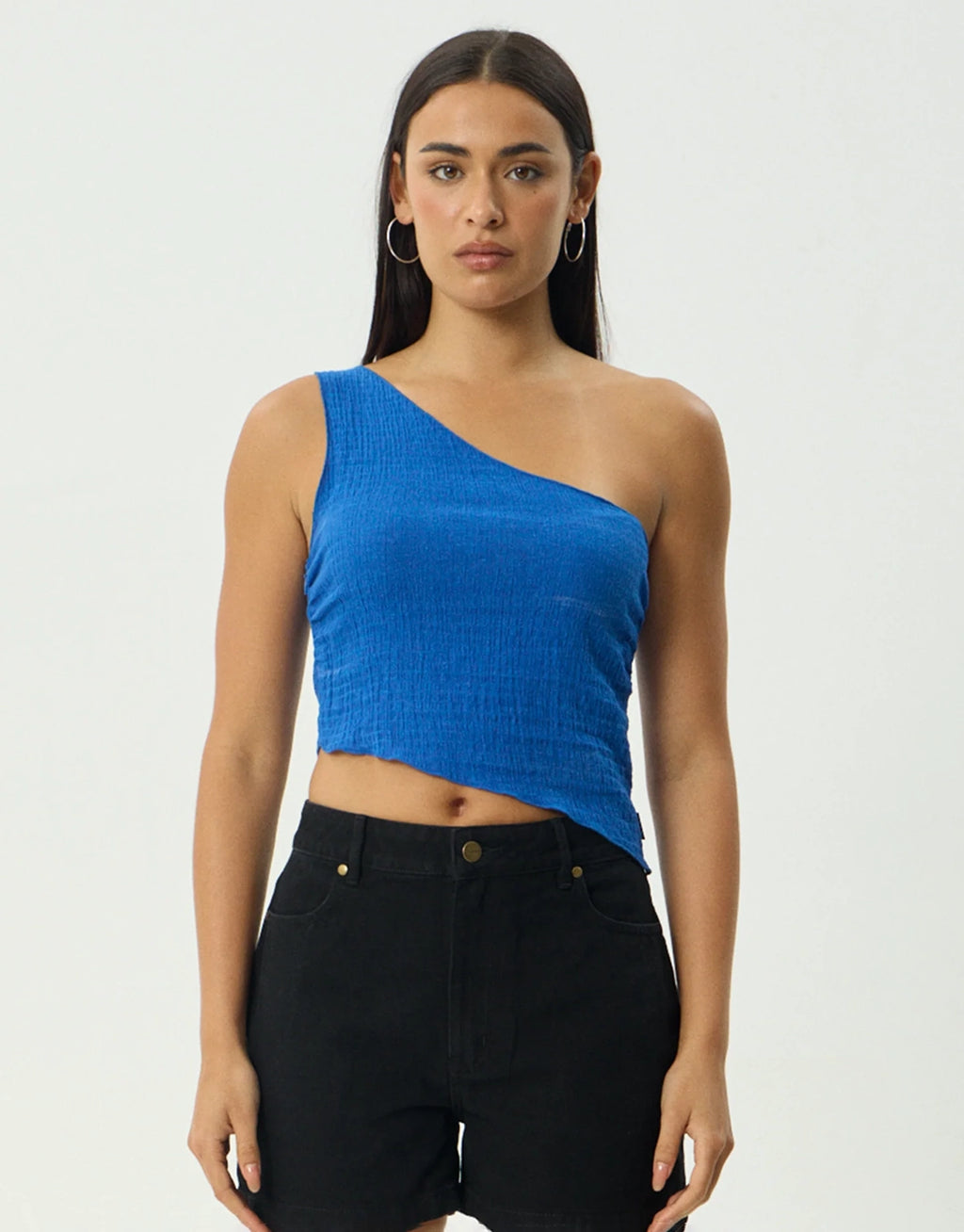Marina Seersucker One Shoulder Top - Marina
