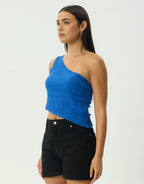Marina Seersucker One Shoulder Top - Marina by Afends - view 5