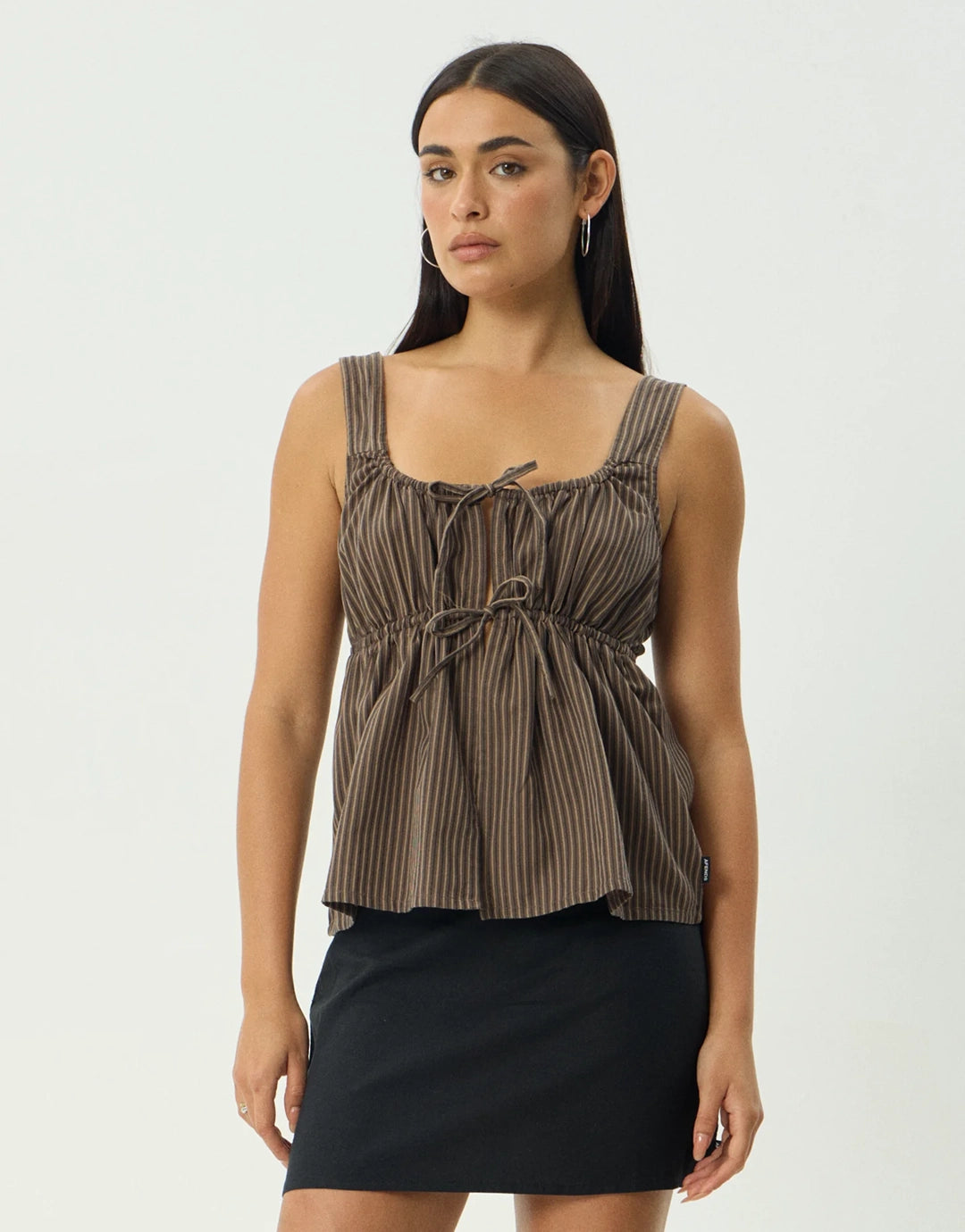 Cyrus Tie Top - Coffee Stripe