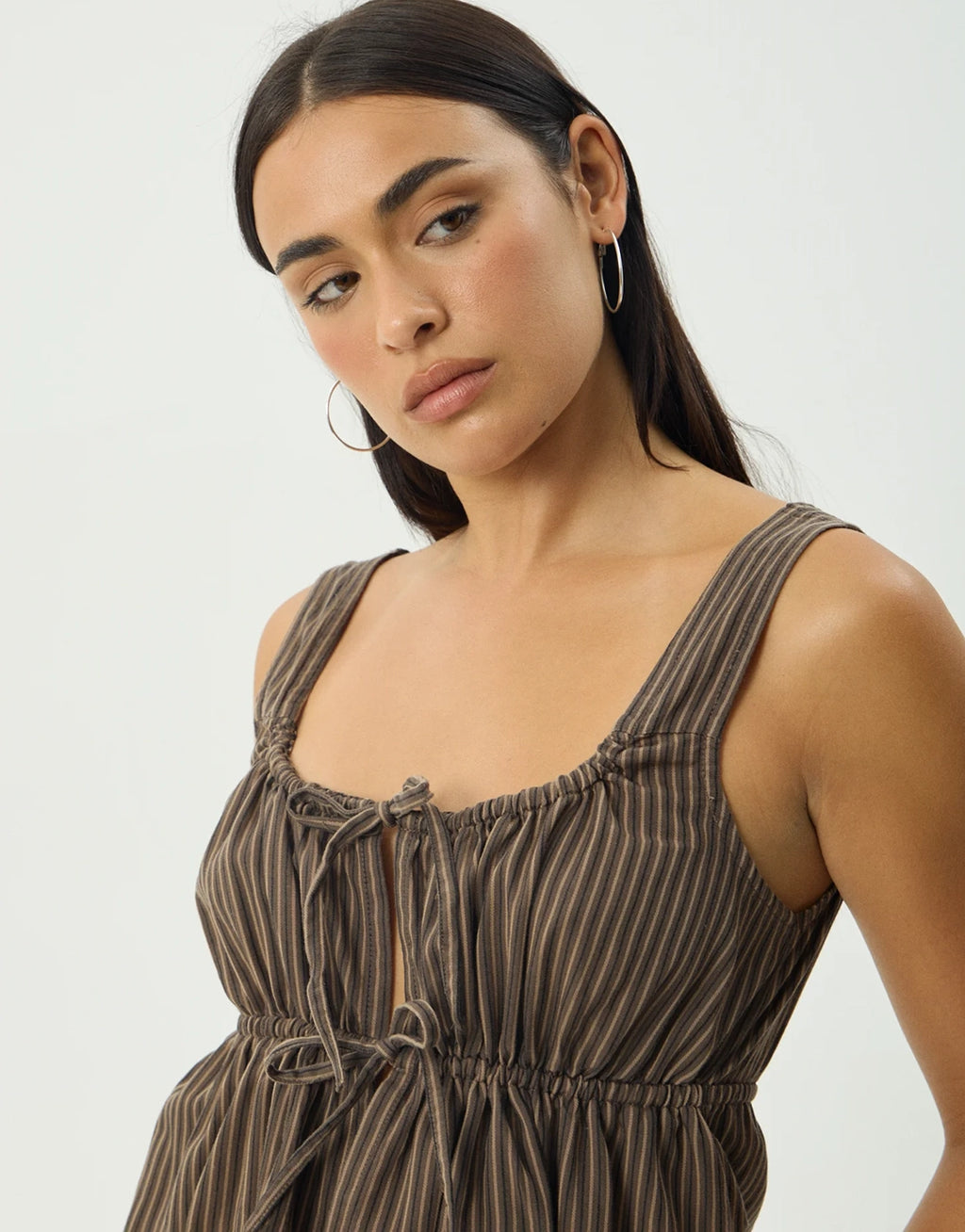 Cyrus Tie Top - Coffee Stripe