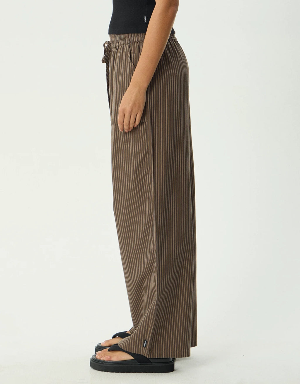 Cyrus Wide Leg Pant - Coffee Stripe