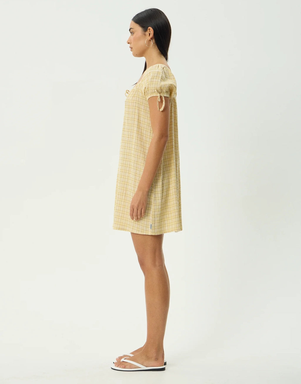 Sunday Seersucker Mini Dress - Lemon Check