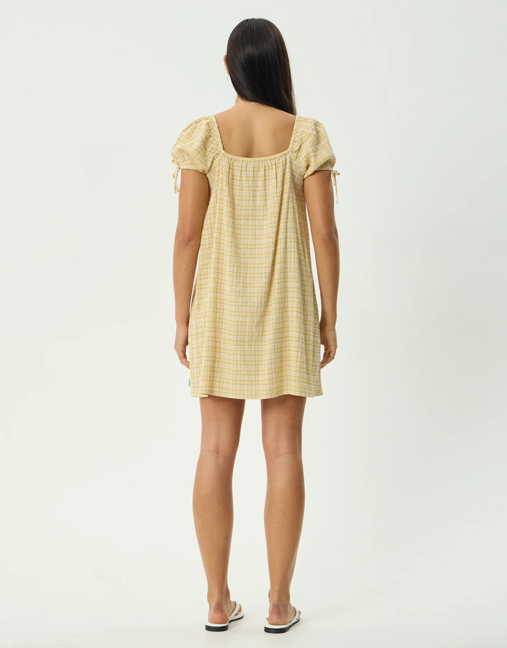 Sunday Seersucker Mini Dress - Lemon Check