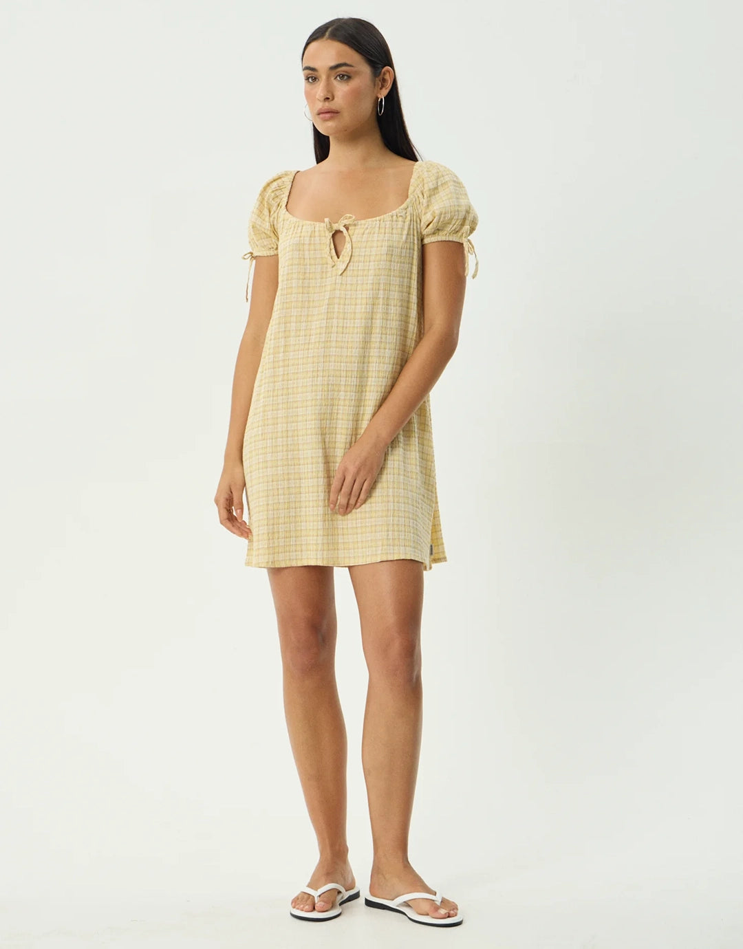 Sunday Seersucker Mini Dress - Lemon Check