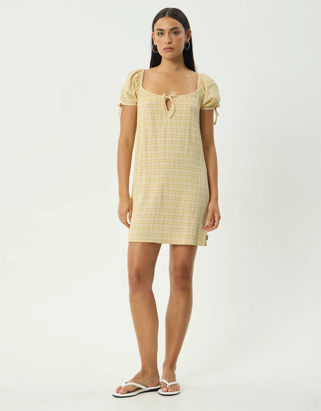 Sunday Seersucker Mini Dress - Lemon Check