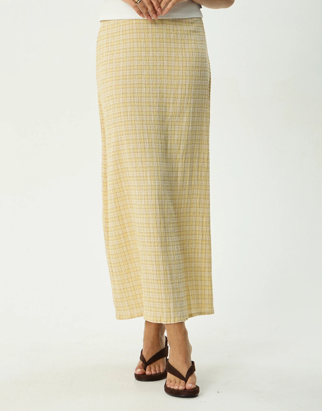 Sunday Seersucker Maxi Skirt - Lemon Check