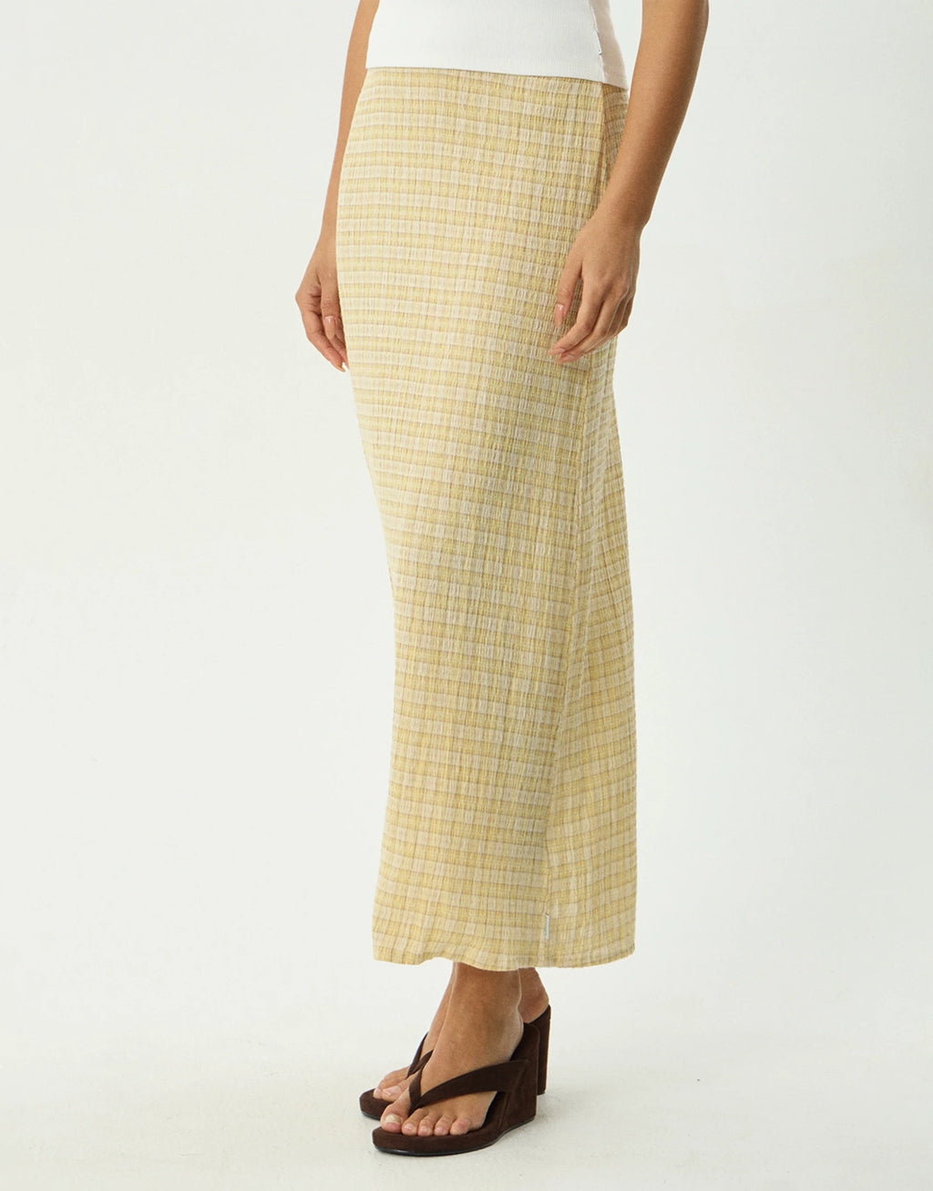 Sunday Seersucker Maxi Skirt - Lemon Check