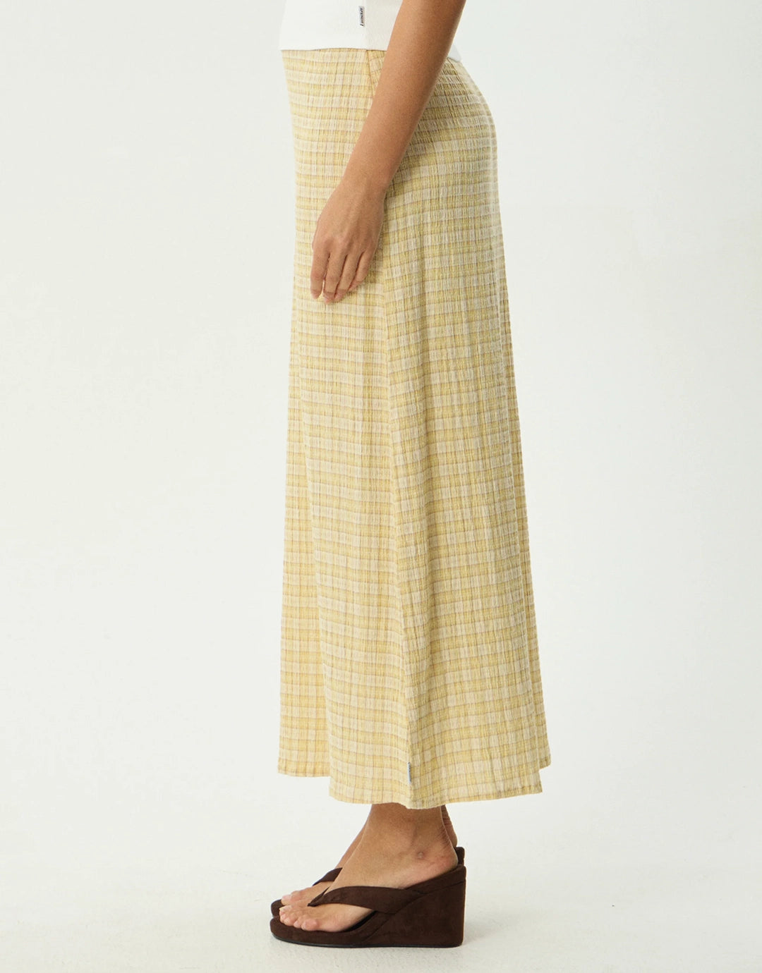 Sunday Seersucker Maxi Skirt - Lemon Check