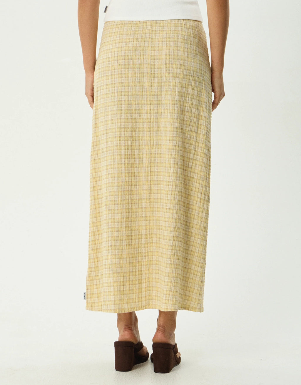 Sunday Seersucker Maxi Skirt - Lemon Check