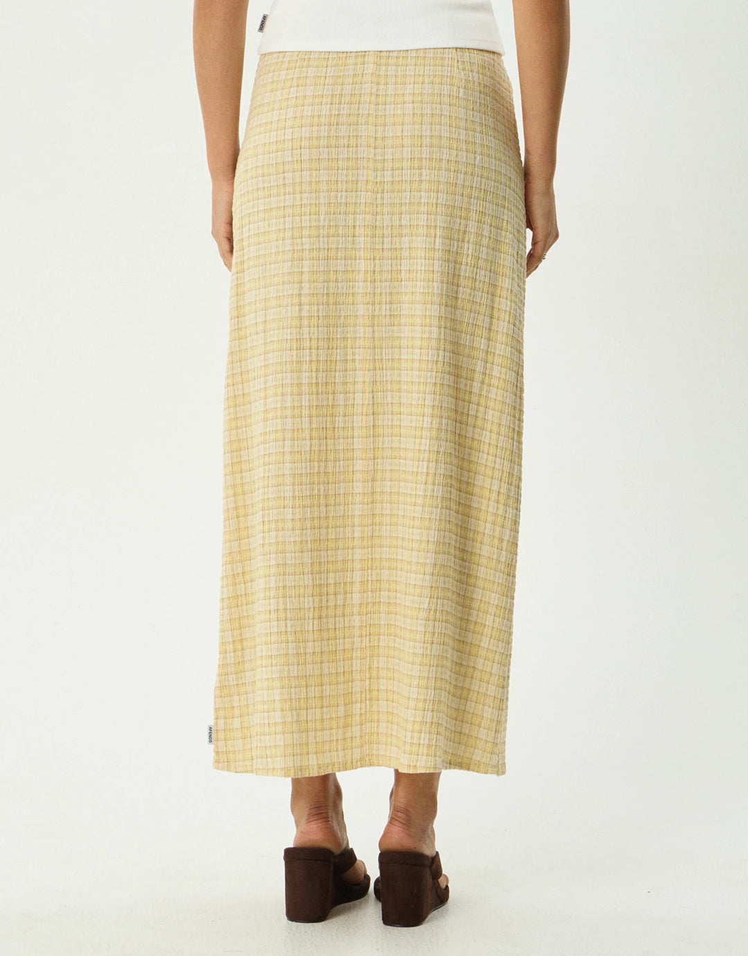 Sunday Seersucker Maxi Skirt - Lemon Check