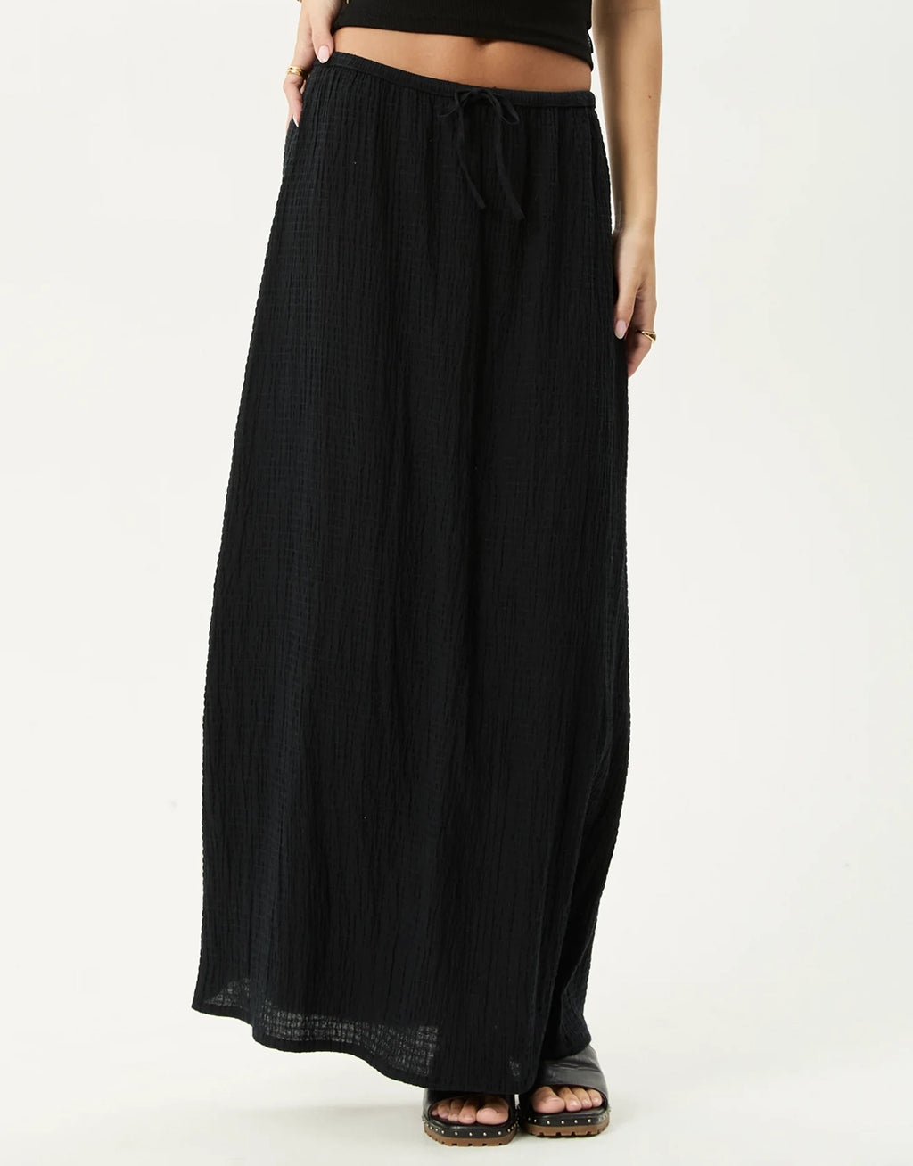 Focus Seersucker Maxi Skirt - Black