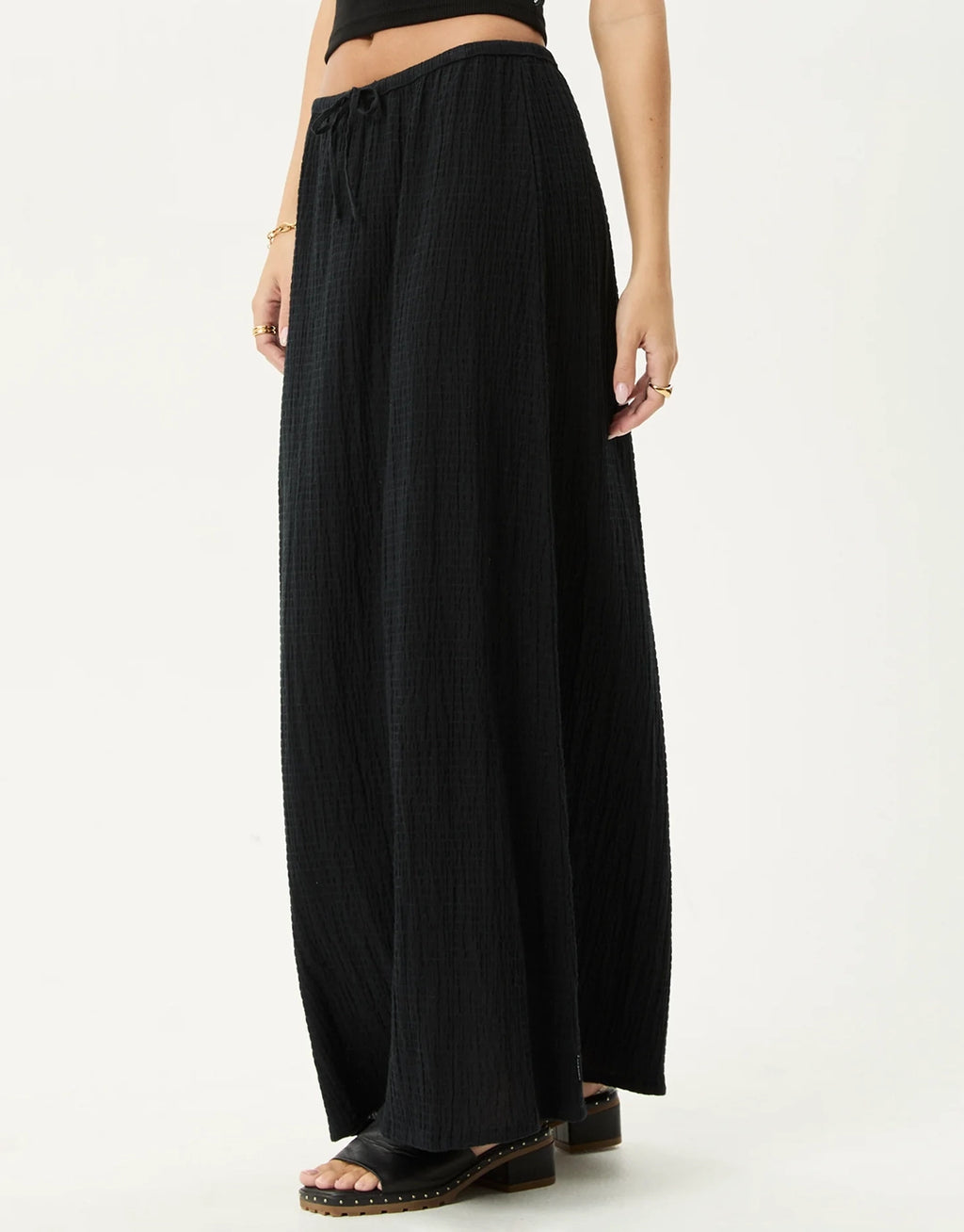 Focus Seersucker Maxi Skirt - Black