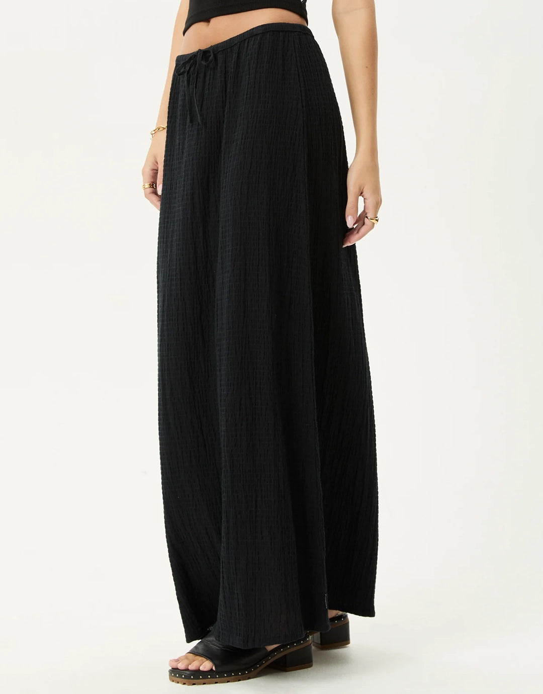 Focus Seersucker Maxi Skirt - Black