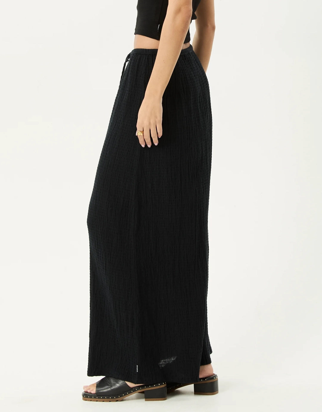 Focus Seersucker Maxi Skirt - Black