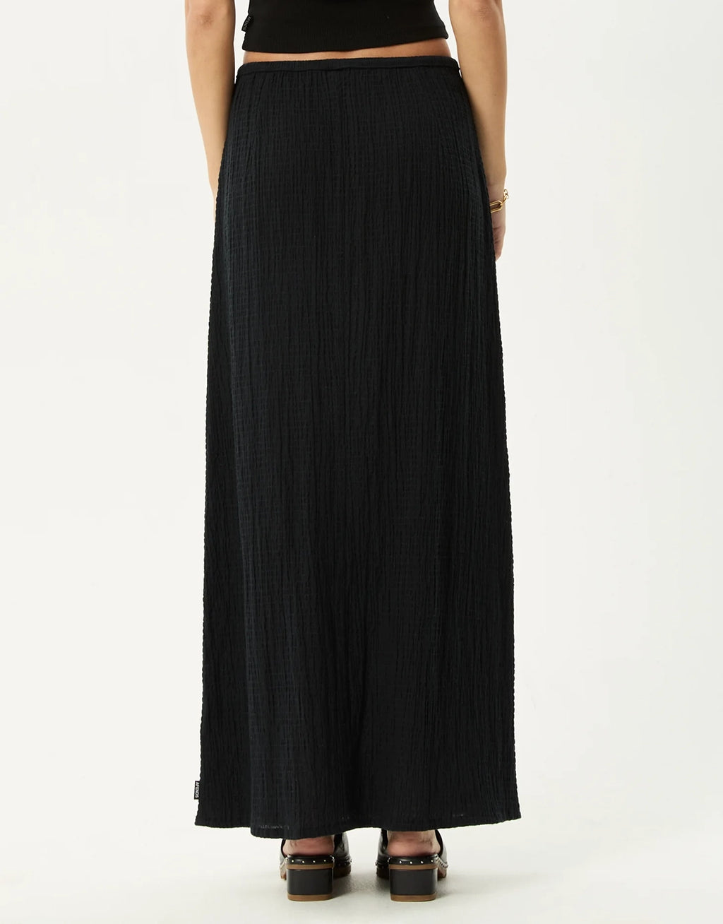 Focus Seersucker Maxi Skirt - Black