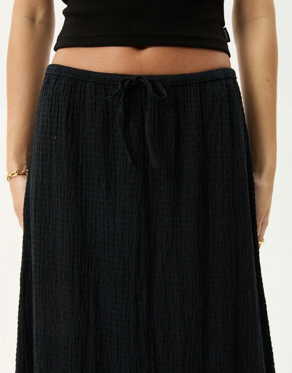 Focus Seersucker Maxi Skirt - Black