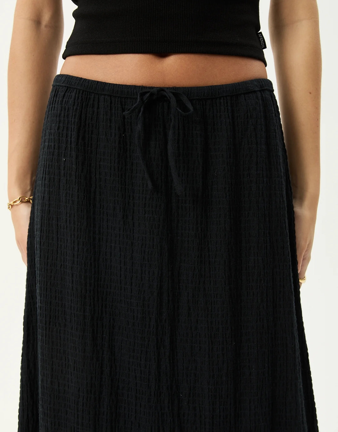 Focus Seersucker Maxi Skirt - Black