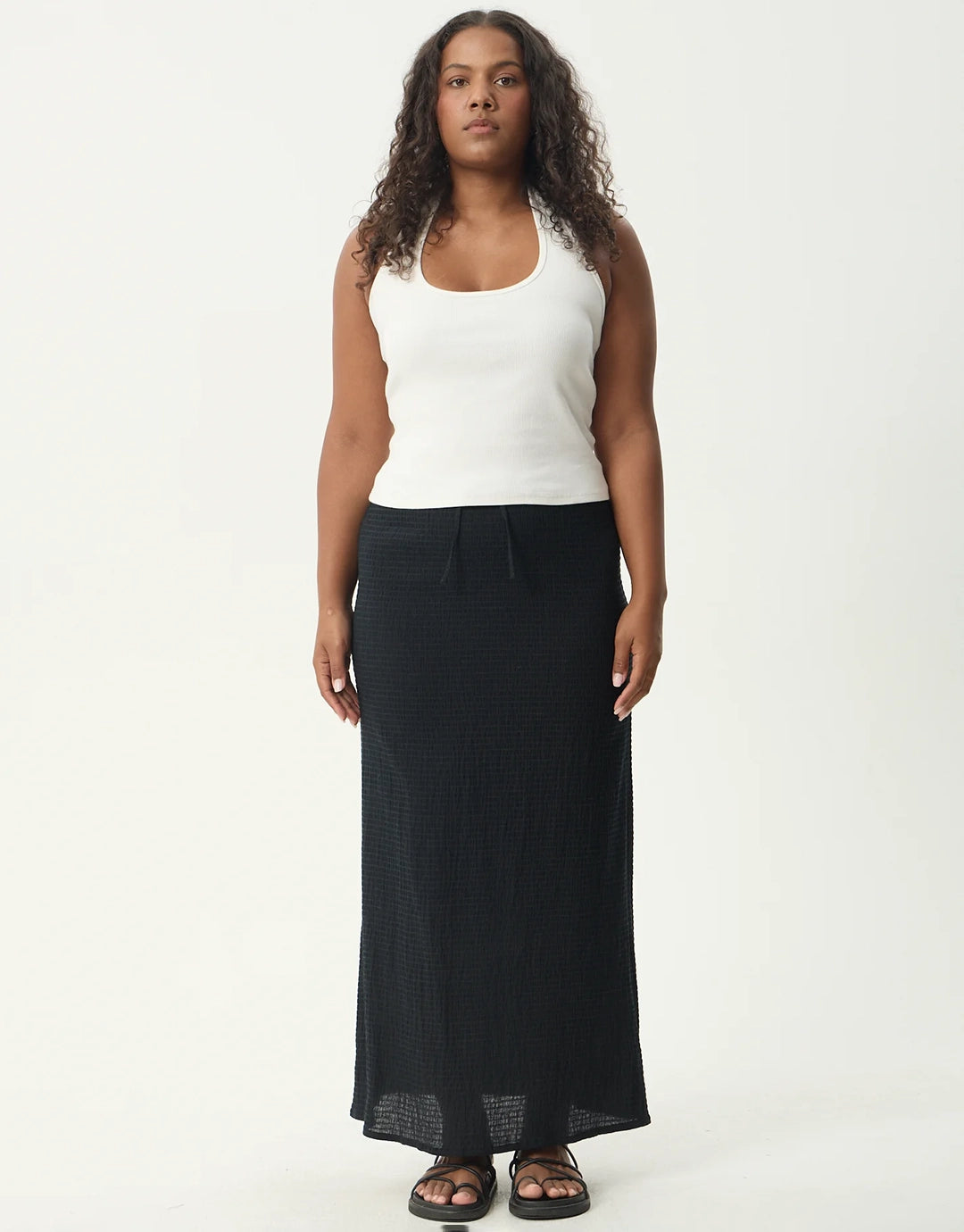Focus Seersucker Maxi Skirt - Black