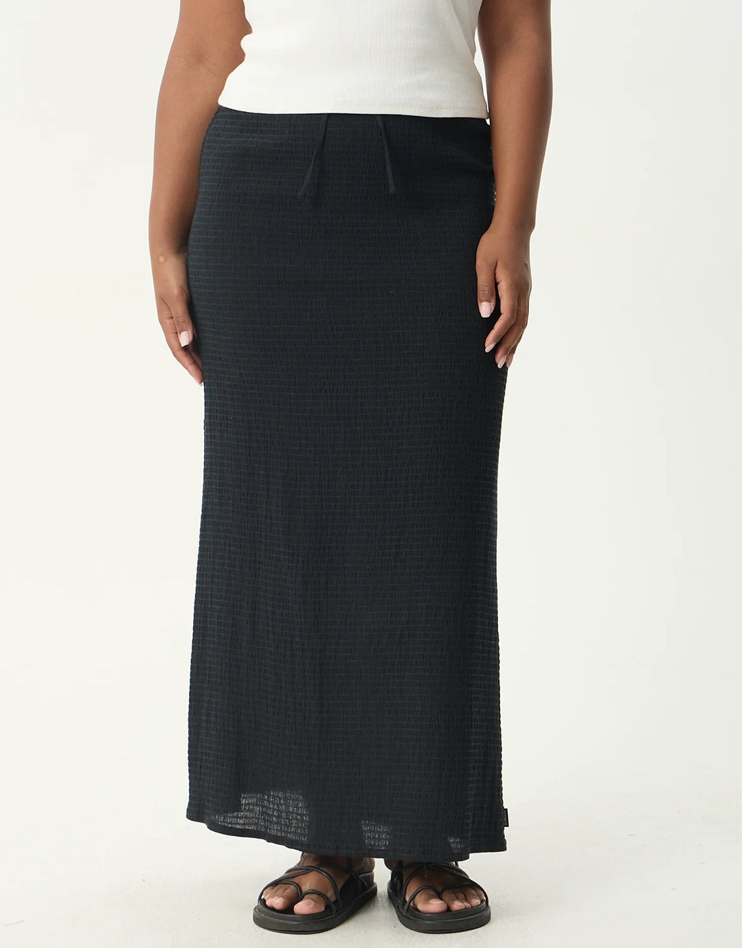 Focus Seersucker Maxi Skirt - Black