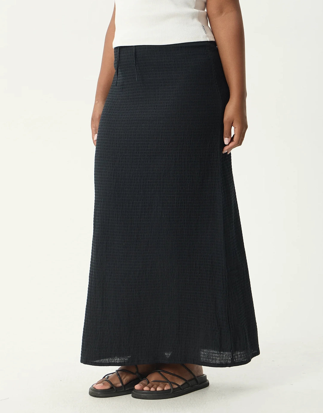 Focus Seersucker Maxi Skirt - Black