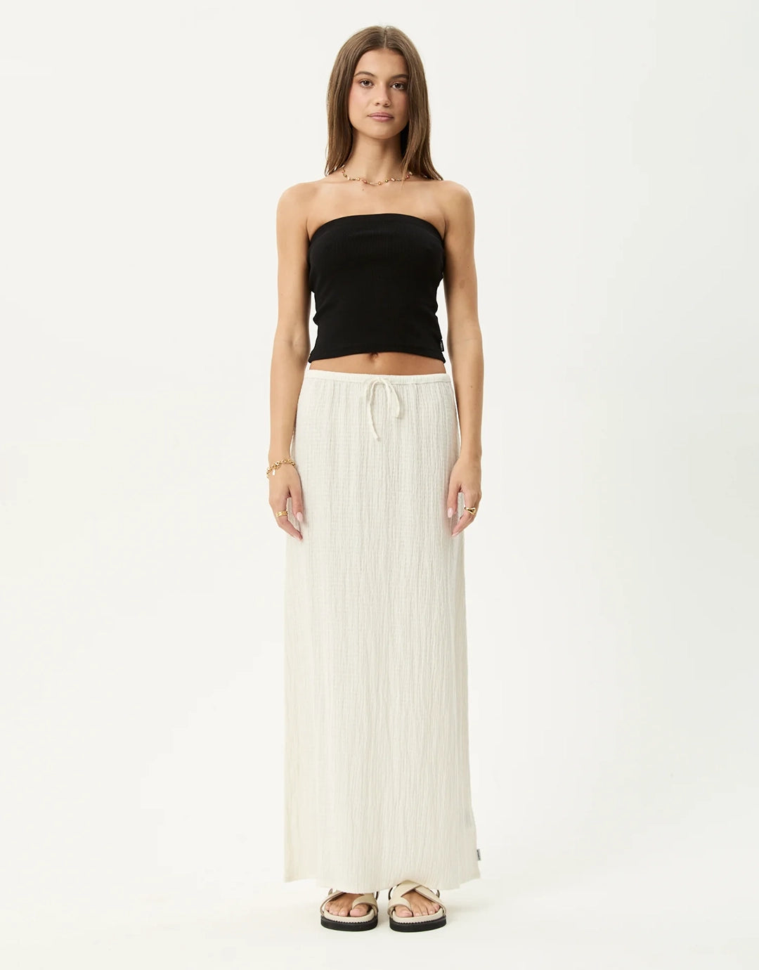 Focus Seersucker Maxi Skirt - Off White