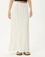 Focus Seersucker Maxi Skirt - Off White by Afends - view 8