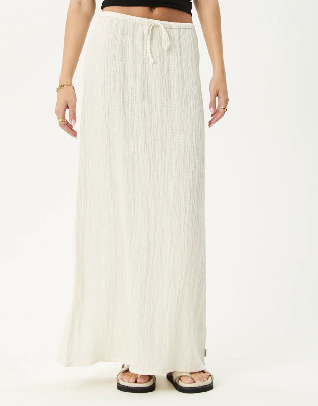 Focus Seersucker Maxi Skirt - Off White