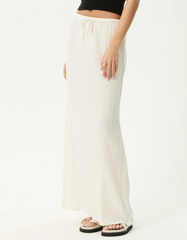 Focus Seersucker Maxi Skirt - Off White by Afends
