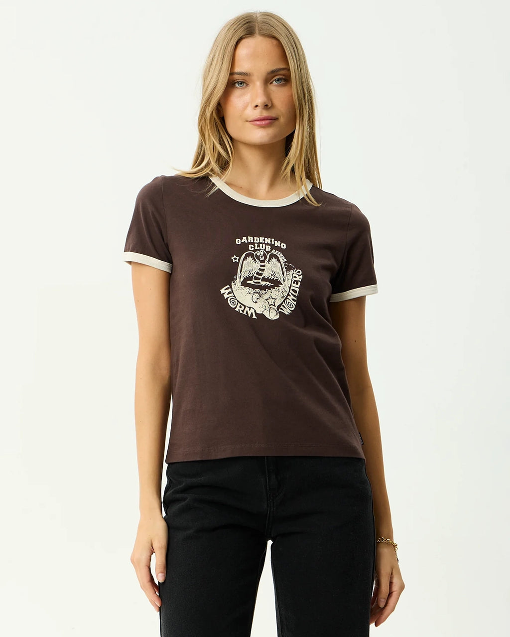 Wonders - Ringer T-Shirt - Coffee by Afends - view 2