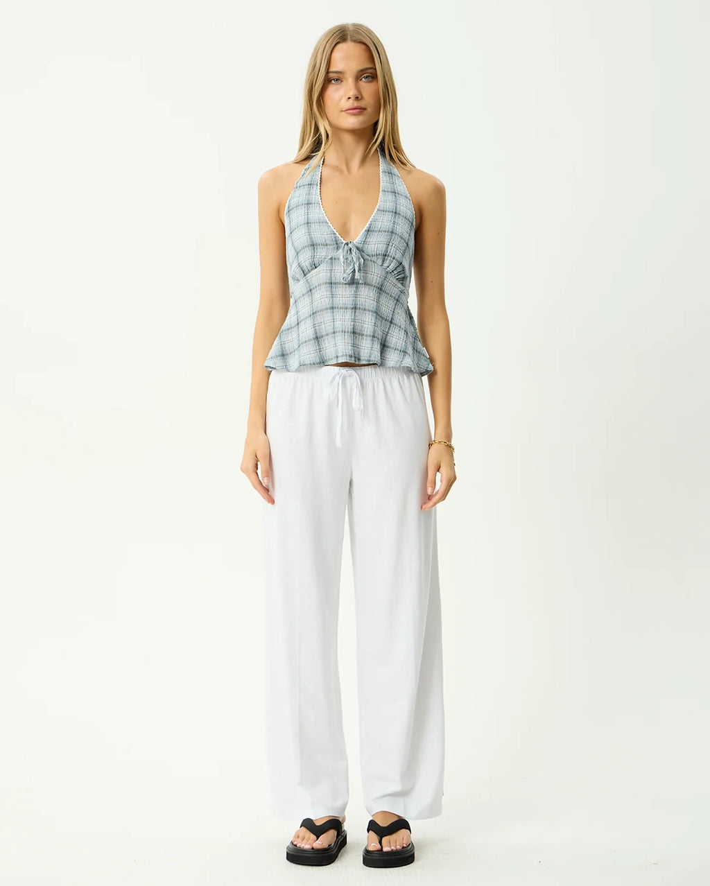 Lagoon - Seersucker Halter Top - Overcast Check by Afends - view 4