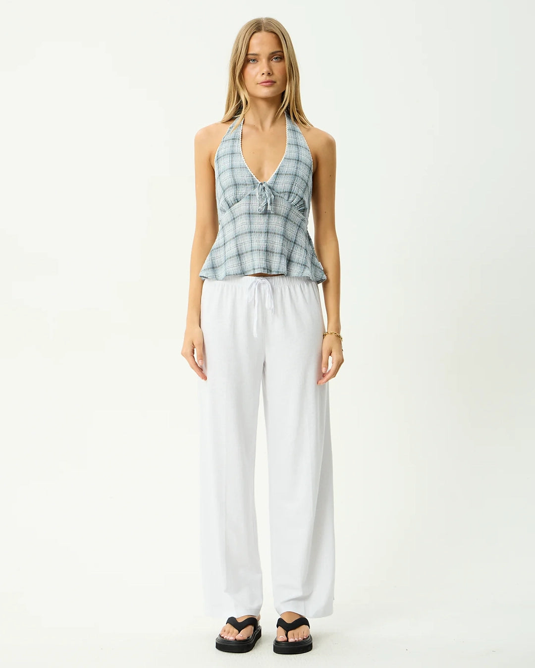 Lagoon - Seersucker Halter Top - Overcast Check by Afends - view 4
